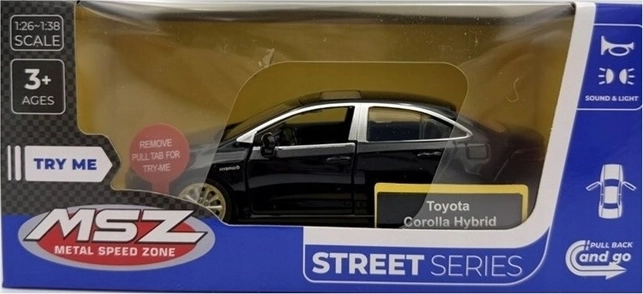 MSZ Toyota Corolla Hybrid Car Model with Light and Sound, Black