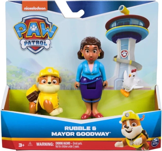 PAW Patrol Figure Set - Rubble and Mayor Goodway with Chickaletta
