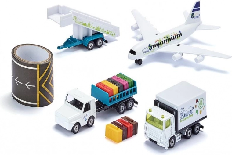 Siku super airport vehicle set with airplane and runway