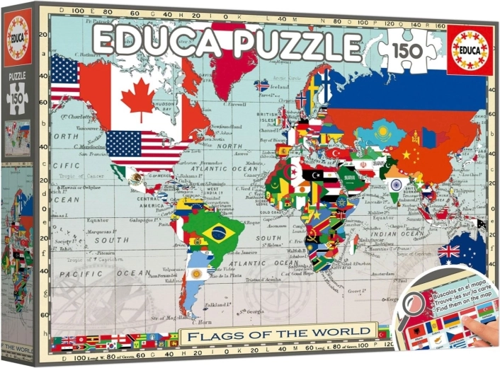 Educa puzzle world map with flags 150 pieces