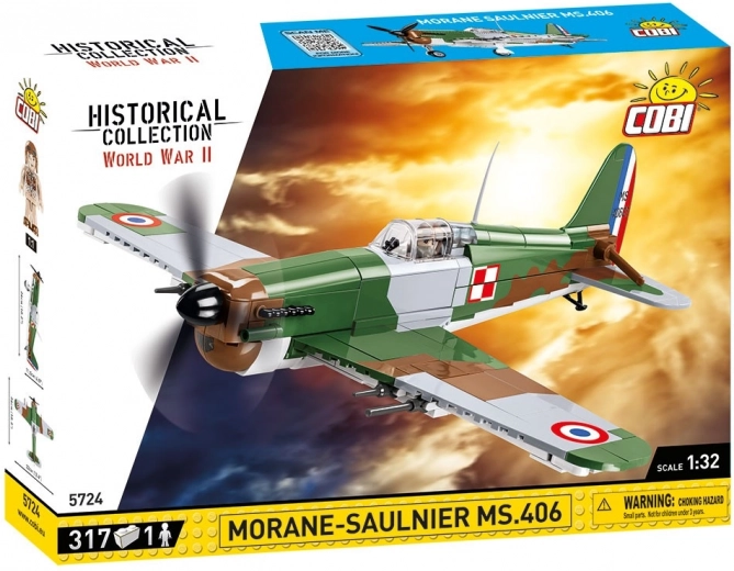 COBI morane-saulnier ms.406 – ajaloolise lennuki ehituskomplekt 1:32 (317 detaili)