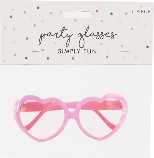 Pink heart-shaped party glasses 14 × 6 cm
