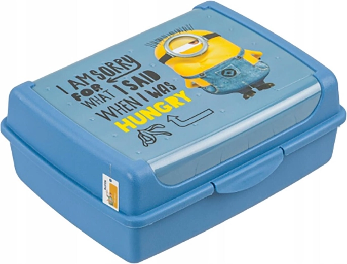 Minions lunch box with clip, 17 × 13 × 7 cm, blue