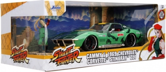 JadA toys Street Fighter 1969 Chevrolet Corvette 1:24 Cammy figuuriga
