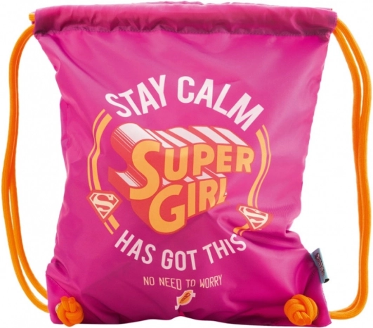 Pink Super Girl drawstring sports bag