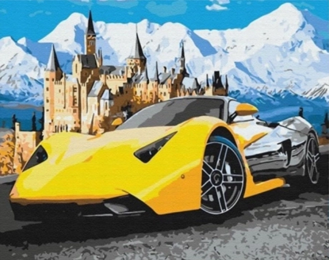 Teemantmaal – sportauto 30 × 40 cm
