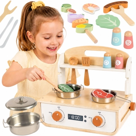 Puidust mänguköök grilli ja tarvikutega Tooky Toy