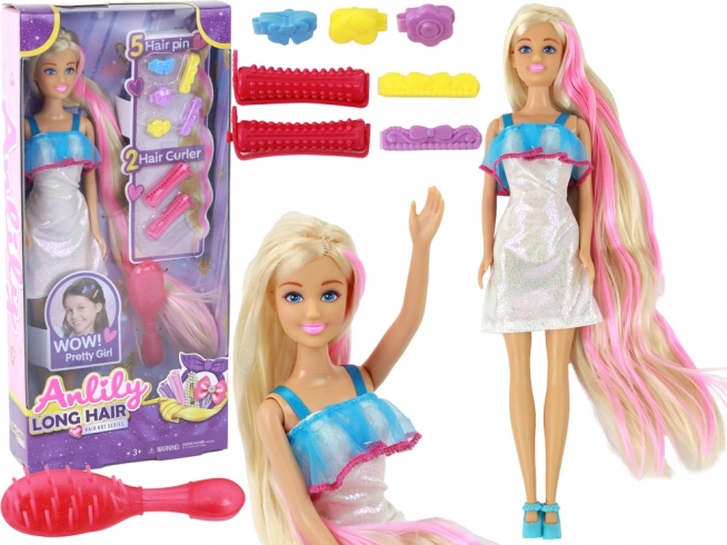 Anlily Doll with Long Blonde Hair - Styling Set