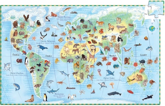 DJECO Observation Puzzle: Animals of the World 100 pieces
