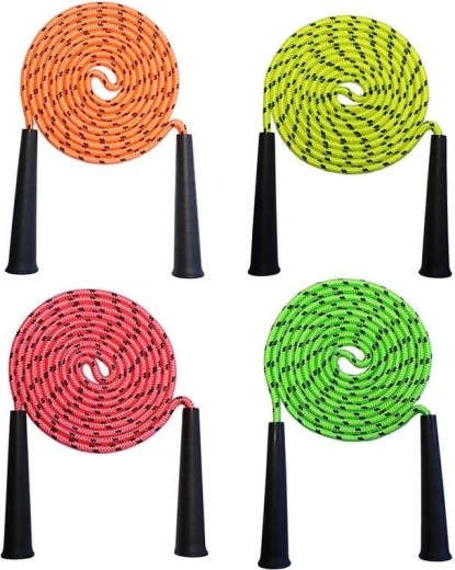 Acra neon children’s jump rope 2 m with plastic handles - 1 piece