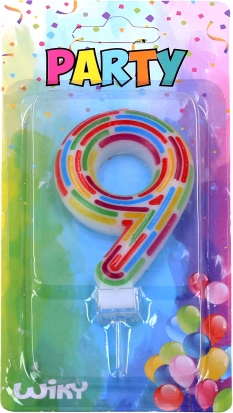 Party cake candle number 9 – dashes