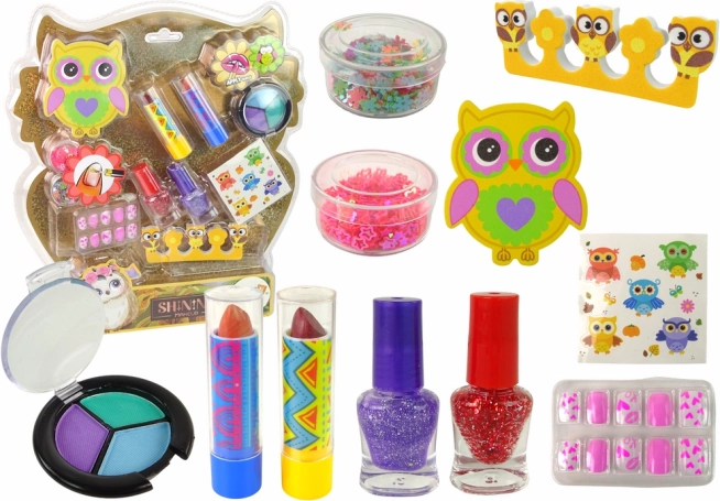 Creative Set for Makeup and Nail Decoration Owl