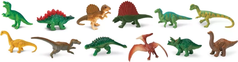 12 detailset mini-dinosaurust ühes tuubis
