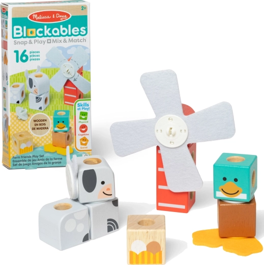 Puidust magnetilised ehitusklotsid Blockables Talu 16 tk MELISSA & DOUG
