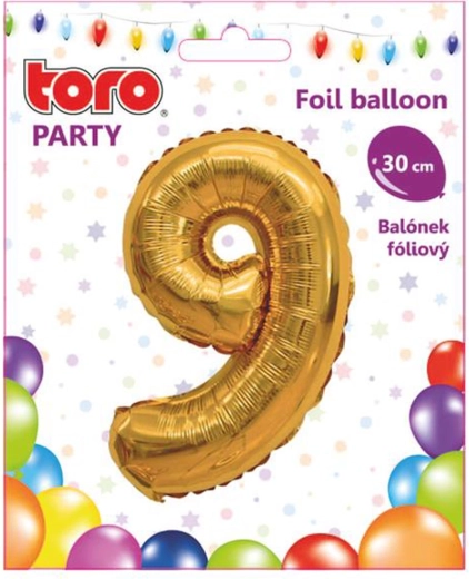 Foil Balloon Number 9, 30 cm, Gold TORO