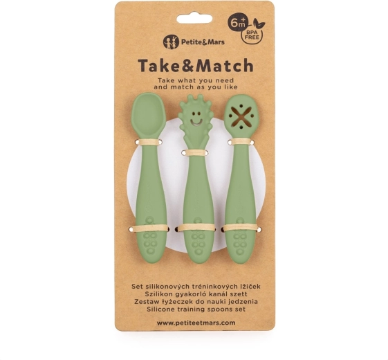 Petite&Mars silikoonist treeninglusikad Take&Match sweet pea, 3 tk, 6k+