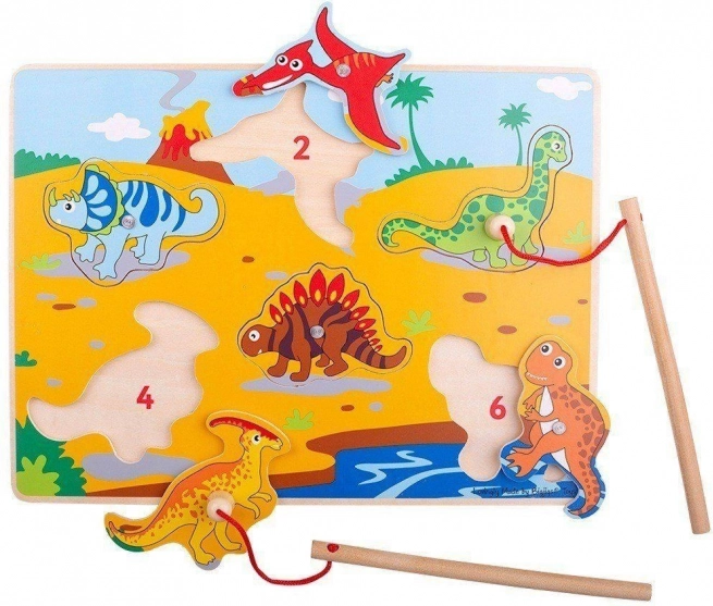 Bigjigs Toys puidust dinosauruste püüdmise mäng