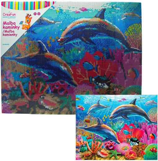Teemantmaal – delfiinid 40 × 50 cm