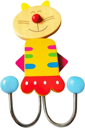 Wooden cat-shaped hook