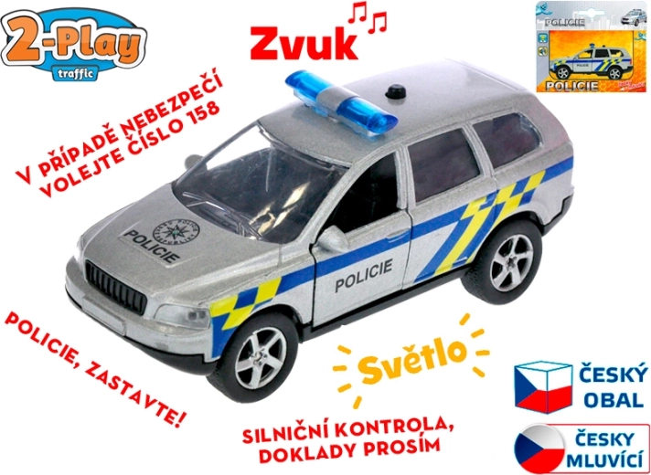 Police car 11 cm with pull-back action and lights, Czech-speaking
