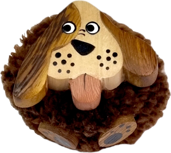 Puidust magnet karvase pomponiga – koer