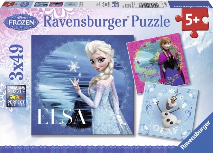 Ravensburgeri pusle Lumekuningriik: Elsa, Anna ja Olaf 3×49 tükki