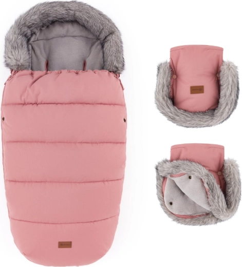 PETITE&MARS talvekomplekt: soojakott Comfy 4v1 + kärukindad Furry old rose