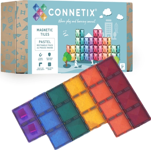 Connetix pastel rectangles – magnetic tiles 24 pcs