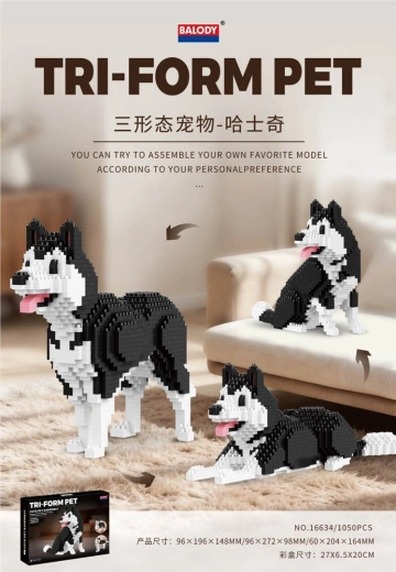 Huskykoera ehituskomplekt 3 ühes, 1050 detaili