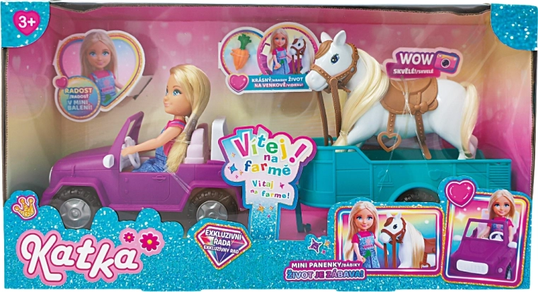 Farmer Doll with Car and Horse Trailer
