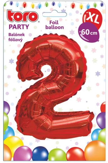 Foil Balloon Number 2, 60 cm, Red