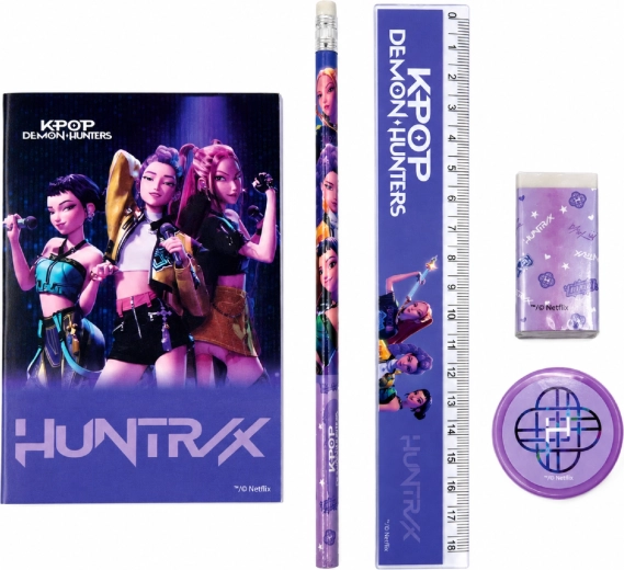 Five-piece school writing set KPop Demon Hunters Huntrix – purple