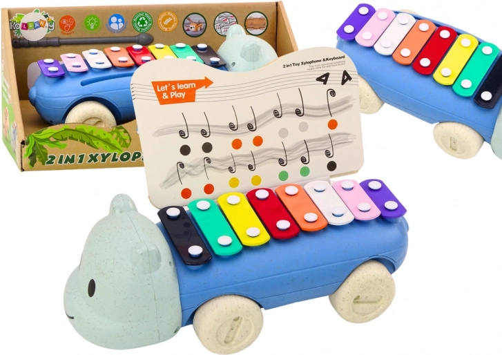 Hippo pull-along xylophone – colorful musical instrument for kids