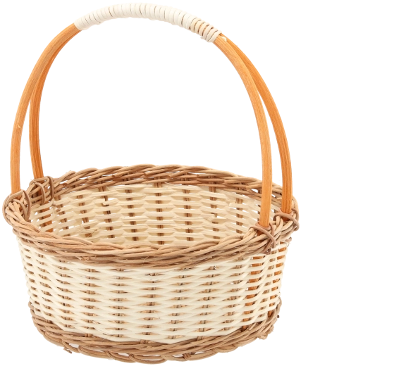 Loodusvärvi rotangkorv valgete detailidega ja sangaga 25 × 11/27 cm