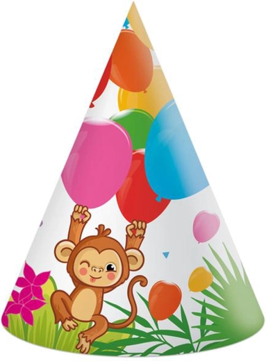 Paper jungle party hats, 6 pcs