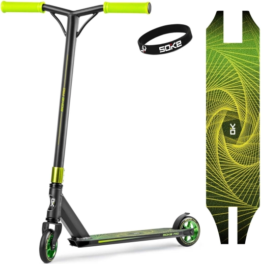 Soke Pro yellow-green freestyle scooter