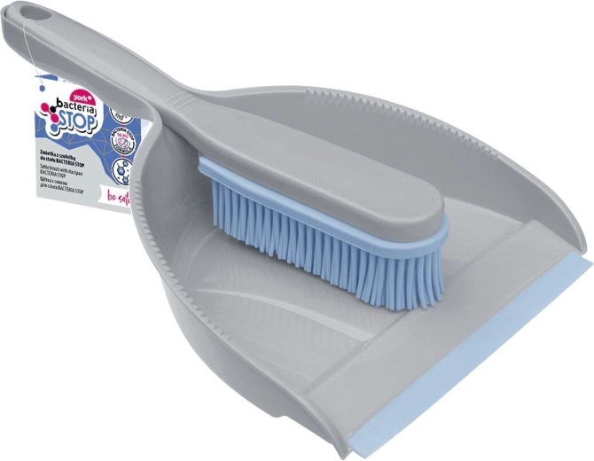 Hand brush and dustpan with rubber, Bacteria Stop, light gray