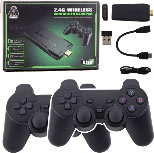 Retro TV gaming console with wireless gamepads