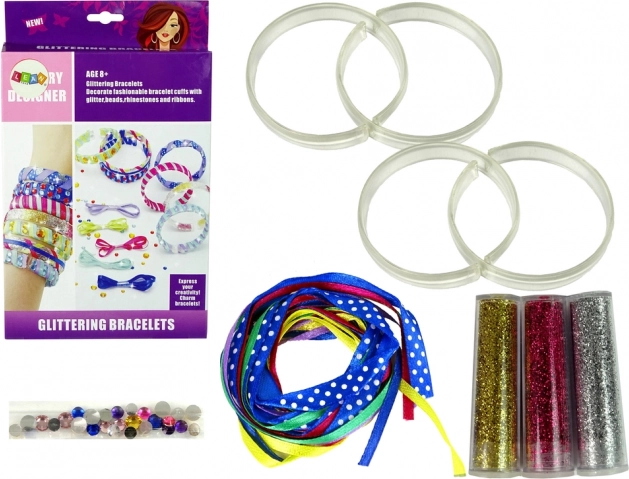 DIY Bracelet-Making Kit with Glitter and Ribbons