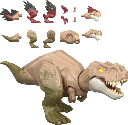 Mattel Jurassic World Mayhem mix-ups 2 v 1 dinosaurusefiguur Tyrannosaurus rex