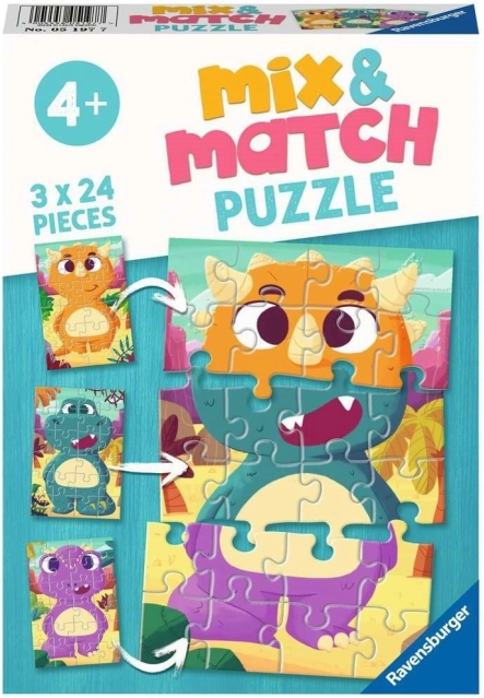 RAVENSBURGER pusle Mix & Match: armsad dinosaurused 3×24 tükki
