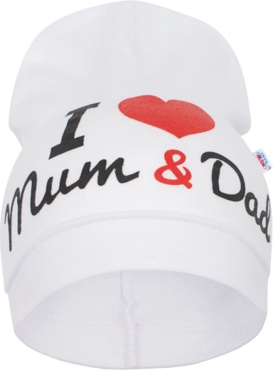 Laste müts New Baby I Love Mum and Dad valge