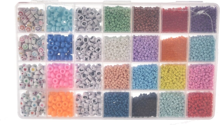 Creative Bead Stringing Kit – 28 Colors, 440 g
