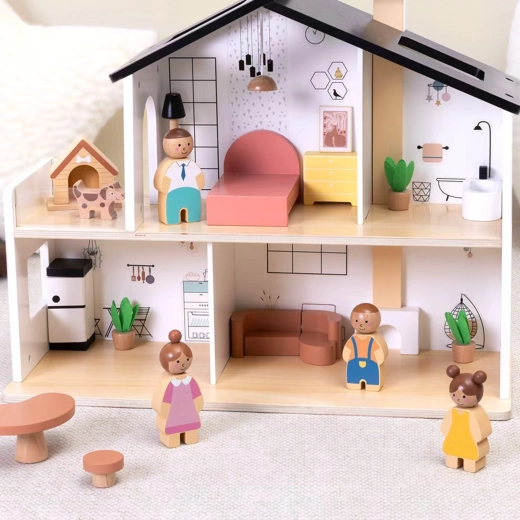 20 pieces including a family, a dog, and furniture