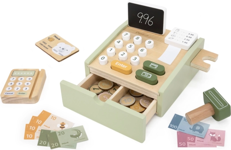PolarB Wooden Children's Cash Register