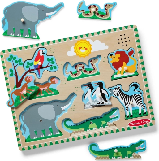 Melissa & Doug puidust heliga pusle „Loomad loomaaias“
