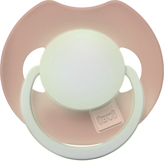 Glowing silicone pacifier LOVI Prime 0–6 m, Blush