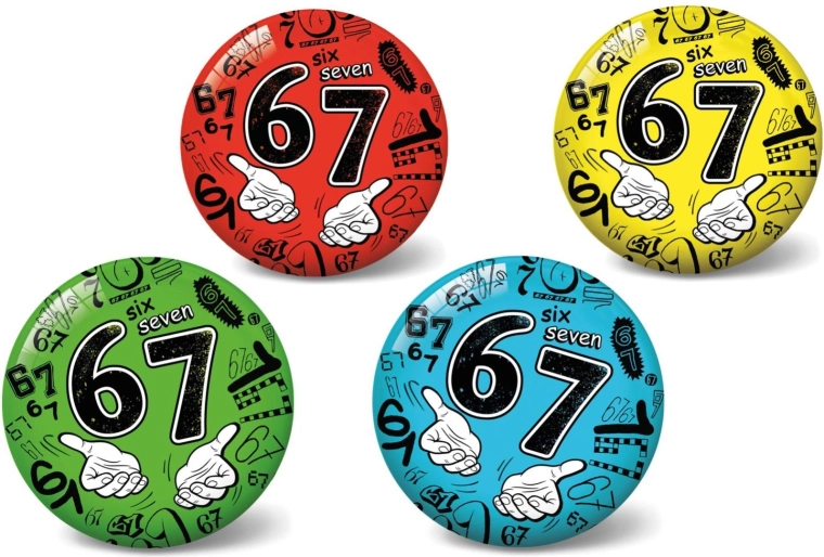 Täispuhutav pall 23 cm – number 67, Six Seven motiiv, 4 värvi