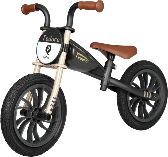 Balance bike QPLAY Feduro black/golden pro for children 3–6 years