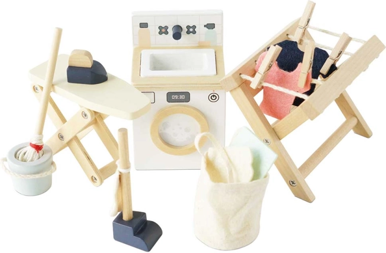 Le Toy Van puidust nukumaja mööbel – pesuruum (komplekt 16 tk)